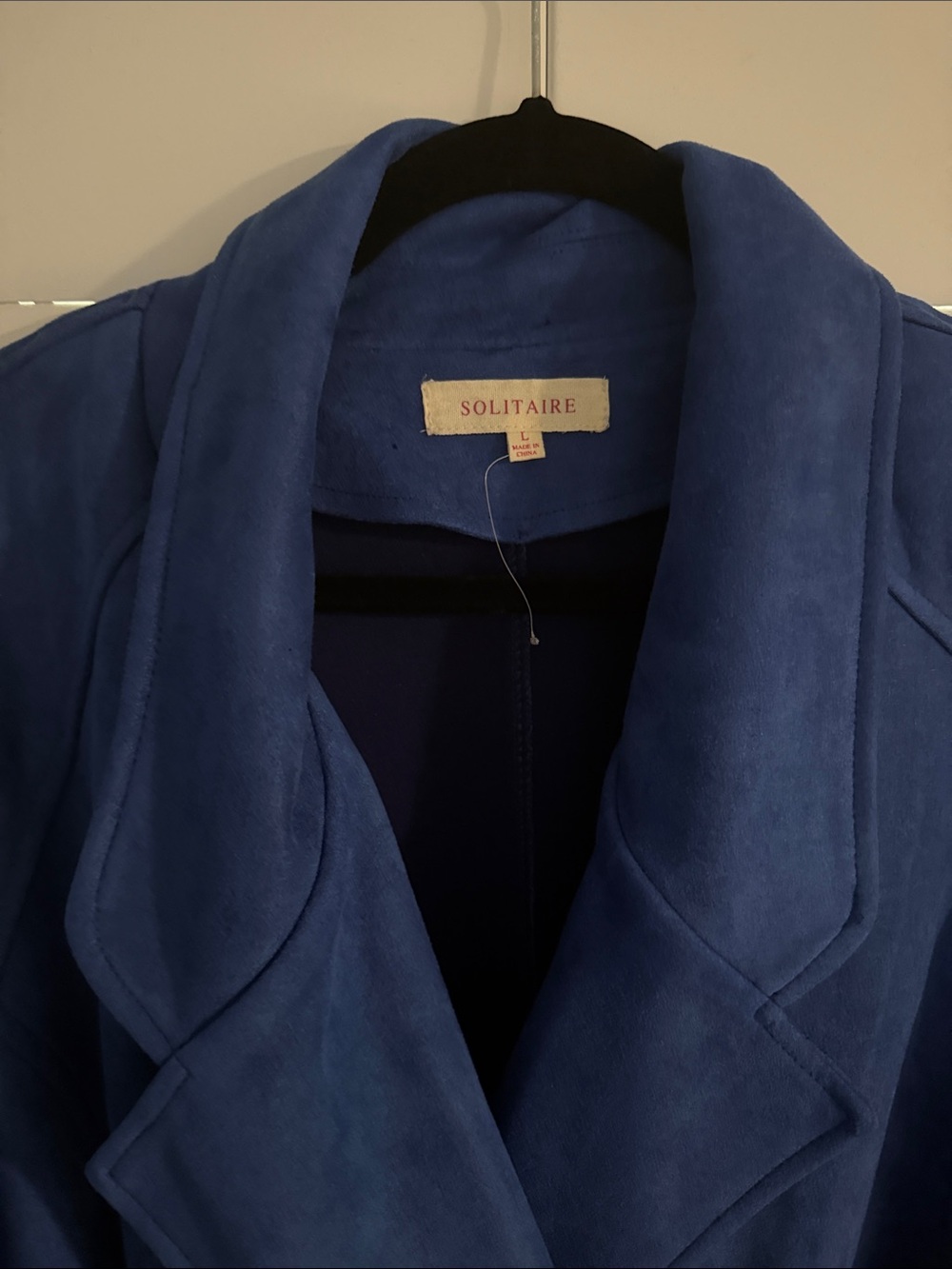 Solitaire Blue Suede-Look Longline Coat - Picture 2 of 3